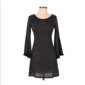 Altar’d State Grey Bell Sleeve Fringe Dress, Small